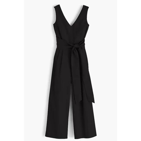 J. Crew Wrap-tie  Stretch Poplin Jumpsuit - Picture 1 of 6